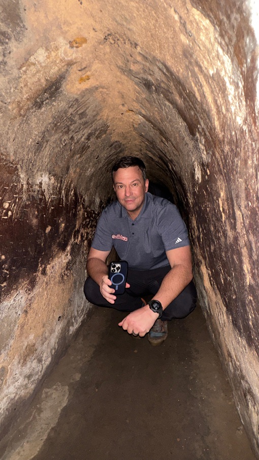 Cmdr. Mikael Johnson in the Cu Chi Tunnel